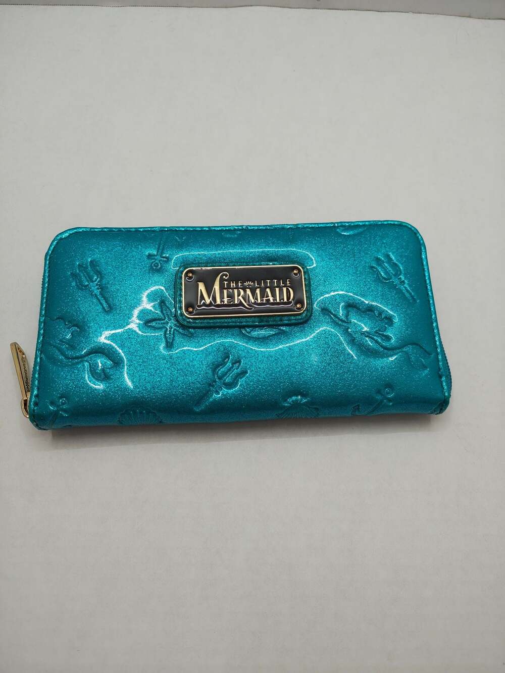 Loungefly Disney The Little Mermaid Teal Metallic Embossed Zip Around Wallet